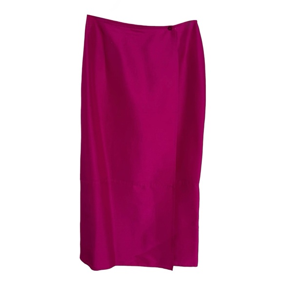 Vintage Silk Maxi Wrap Skirt Size 10 Pink Jones New York 90s - Picture 9 of 9